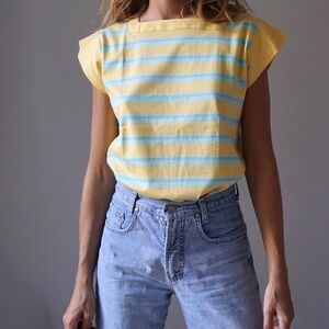 Vintage 80s French Deadstock Sailor Cotton T Shirt Size Medium